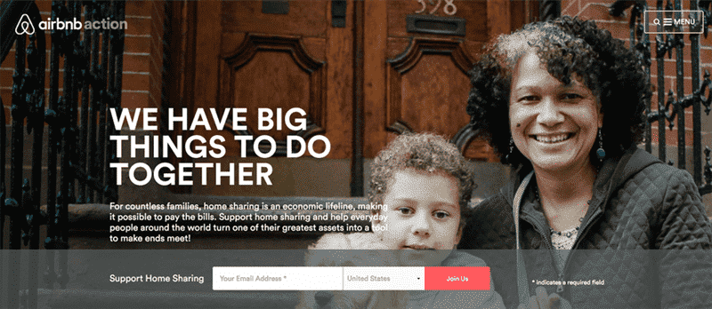 Trang web Airbnb của Happy Cog