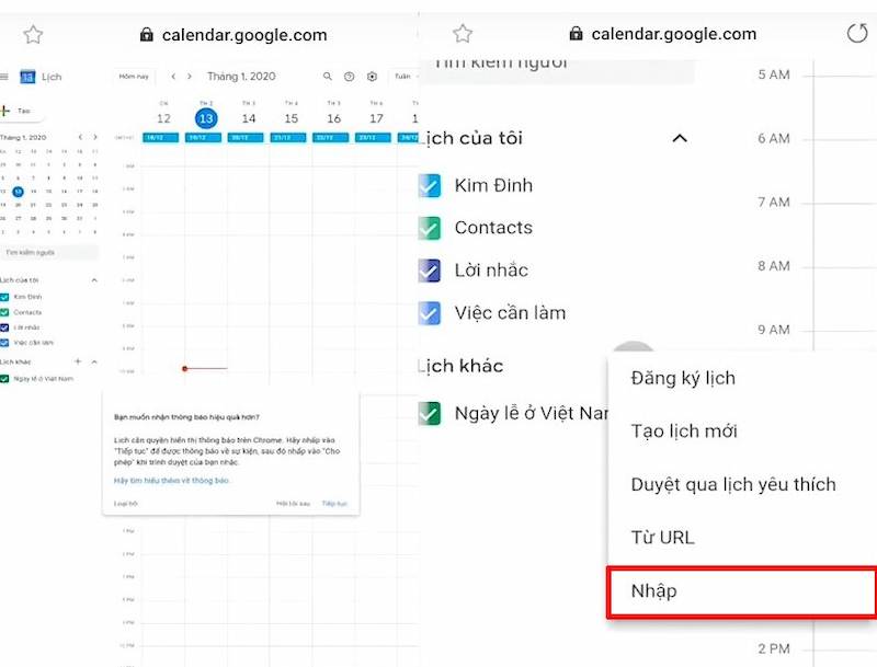 xem lịch âm trên điện thoại
