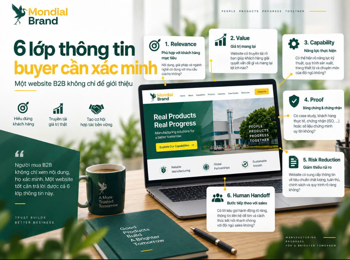 Sáu lớp thông tin buyer B2B cần xác minh trên website