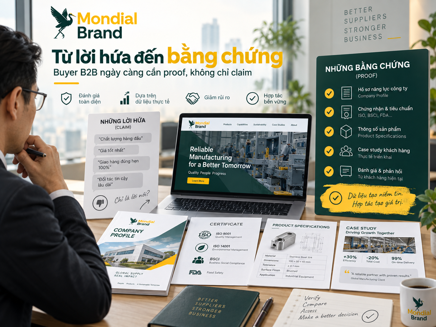 Chuyển từ lời hứa thương hiệu sang bằng chứng có thể kiểm chứng trong hành trình mua hàng B2B
