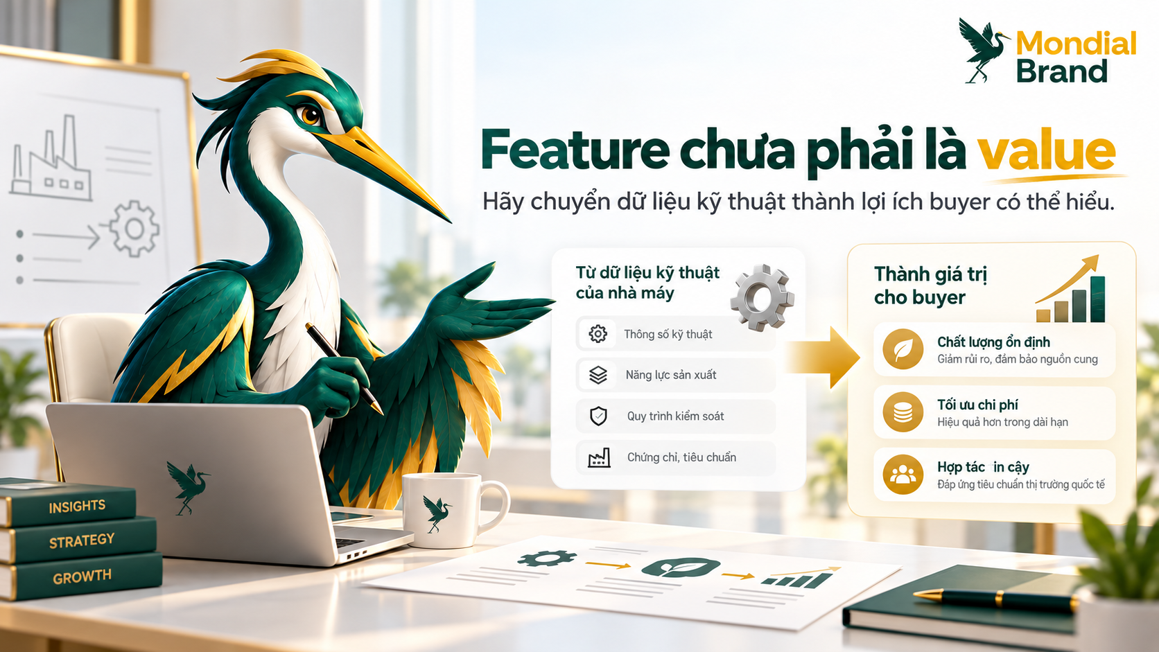 Feature chưa phải value, chuyển dữ liệu kỹ thuật nhà máy thành lợi ích buyer có thể hiểu